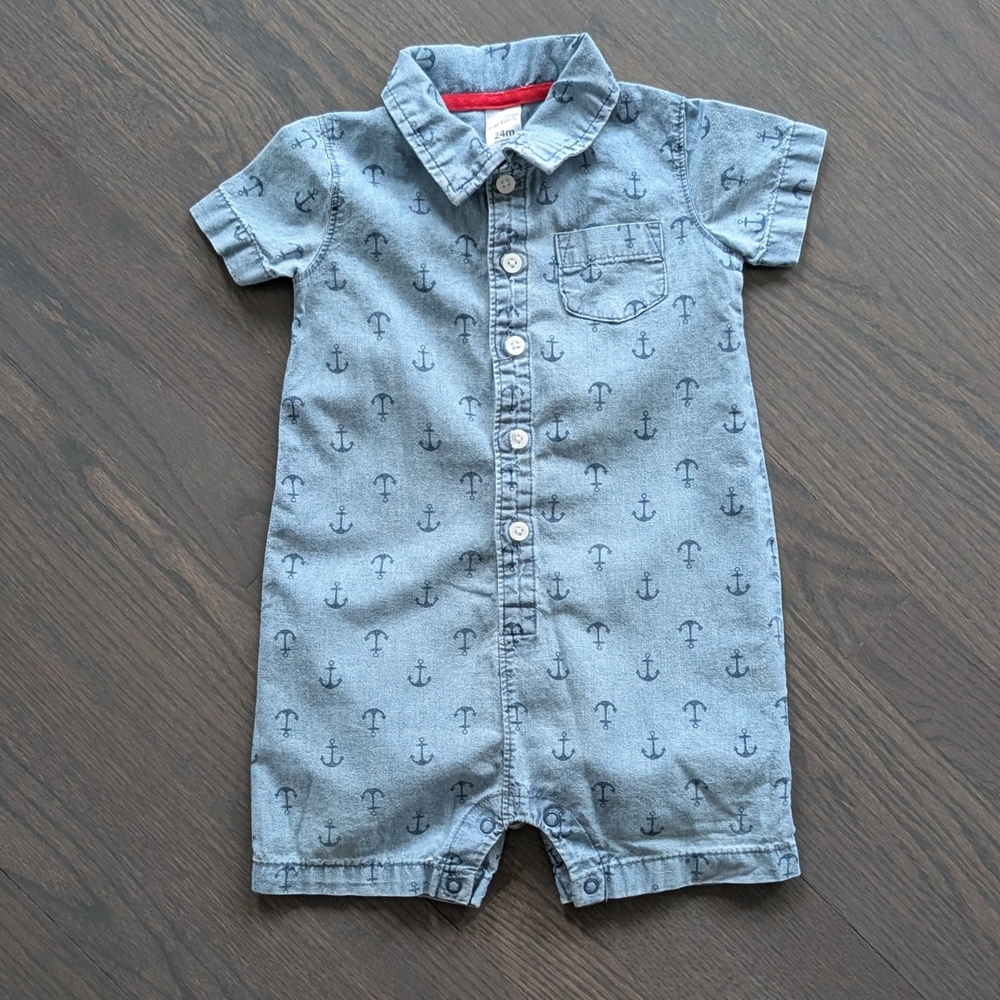 Carter's Boys Anchor Print Romper, 24 Months